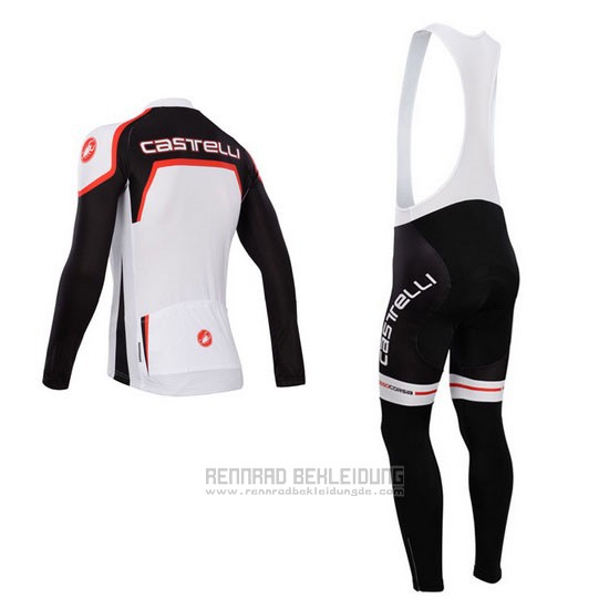 2014 Fahrradbekleidung Castelli Shwarz und Wei Trikot Langarm und Tragerhose