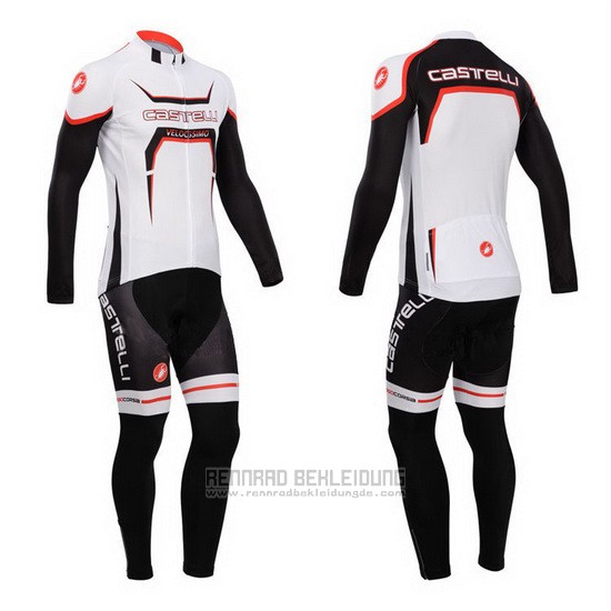 2014 Fahrradbekleidung Castelli Shwarz und Wei Trikot Langarm und Tragerhose