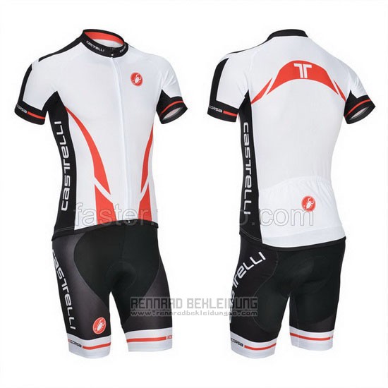 2014 Fahrradbekleidung Castelli Wei Trikot Kurzarm und Tragerhose