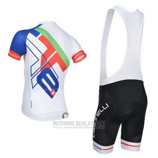 2014 Fahrradbekleidung Castelli Wei und Blau Trikot Kurzarm und Tragerhose