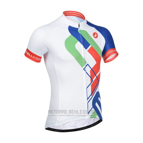 2014 Fahrradbekleidung Castelli Wei und Blau Trikot Kurzarm und Tragerhose