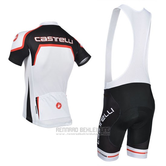 2014 Fahrradbekleidung Castelli Wei und Orange Trikot Kurzarm und Tragerhose