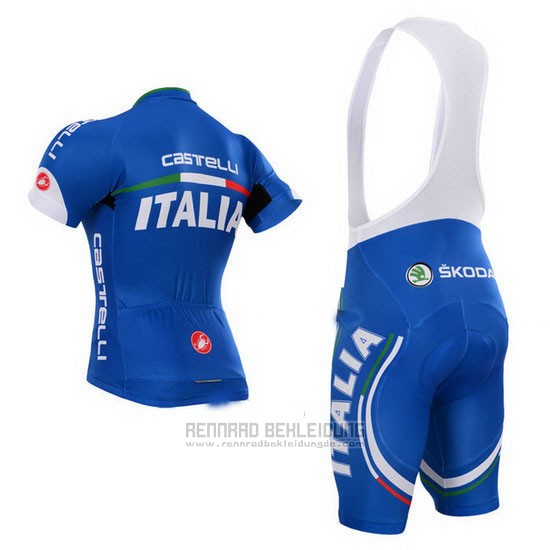 2015 Fahrradbekleidung Castelli Italien Blau Trikot Kurzarm und Tragerhose