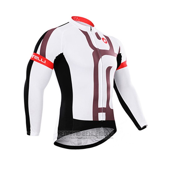 2015 Fahrradbekleidung Castelli Wei Fuchsie Trikot Langarm und Tragerhose