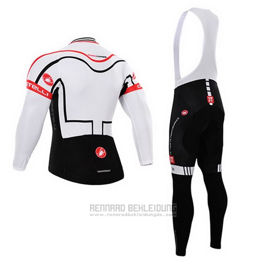 2015 Fahrradbekleidung Castelli Wei Trikot Langarm und Tragerhose