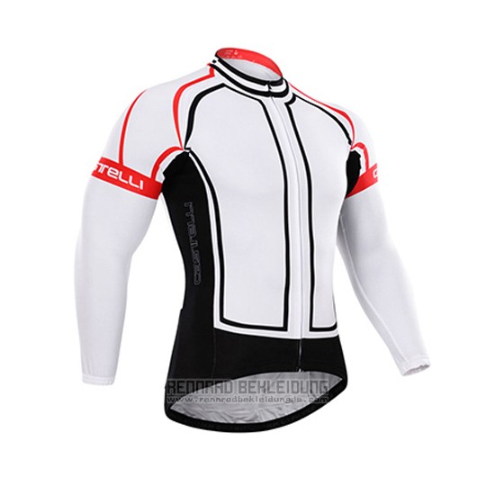 2015 Fahrradbekleidung Castelli Wei Trikot Langarm und Tragerhose