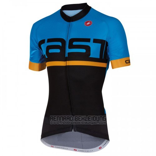 2016 Fahrradbekleidung Castelli Blau Shwarz Trikot Kurzarm und Tragerhose