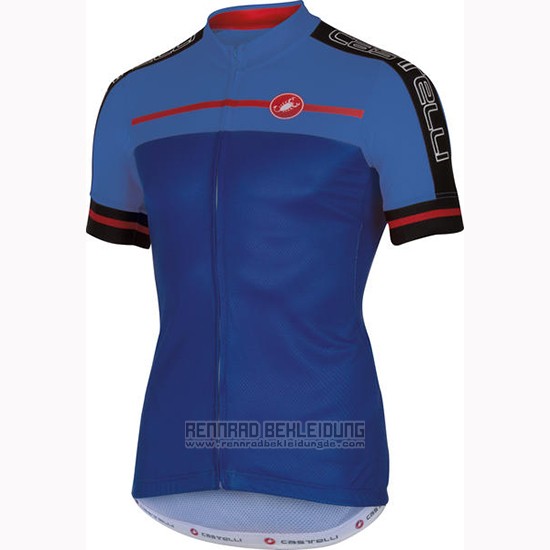 2016 Fahrradbekleidung Castelli Blau Trikot Kurzarm und Tragerhose