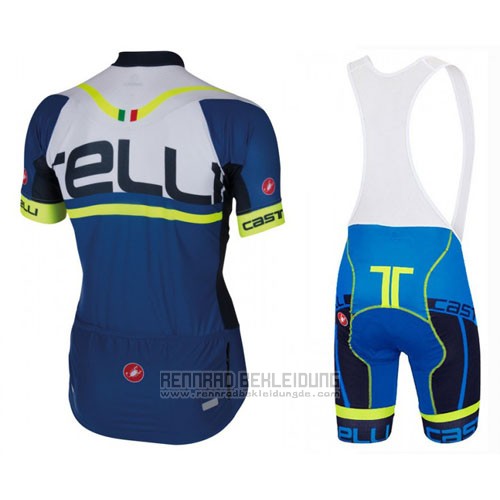 2016 Fahrradbekleidung Castelli Blau Wei Trikot Kurzarm und Tragerhose