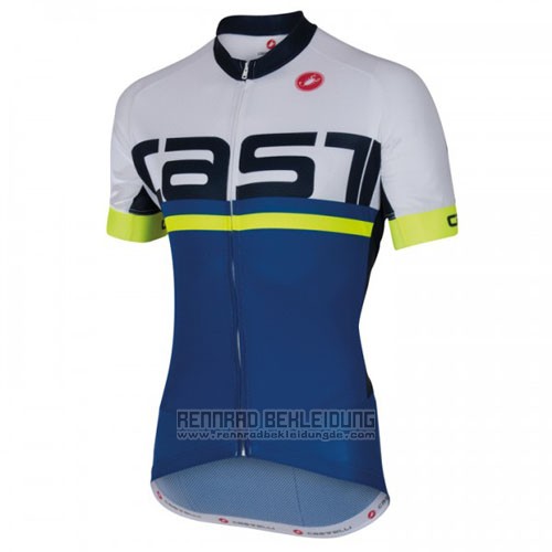 2016 Fahrradbekleidung Castelli Blau Wei Trikot Kurzarm und Tragerhose