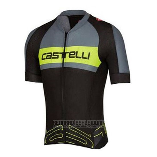 2016 Fahrradbekleidung Castelli Grun und Grau Trikot Kurzarm und Tragerhose