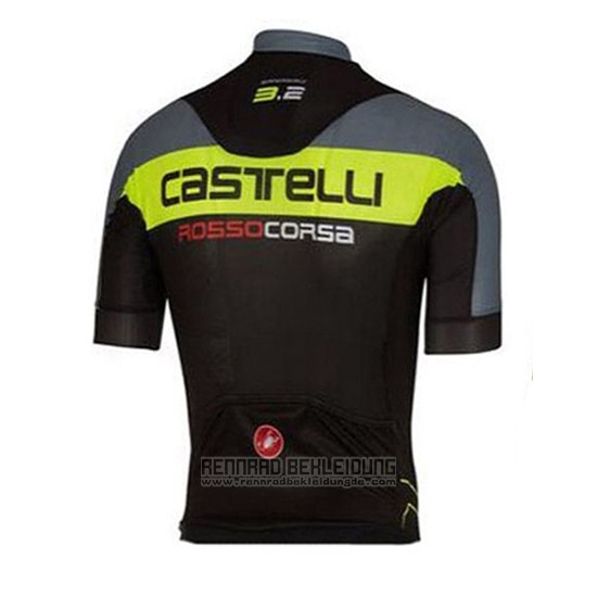 2016 Fahrradbekleidung Castelli Grun und Grau Trikot Kurzarm und Tragerhose