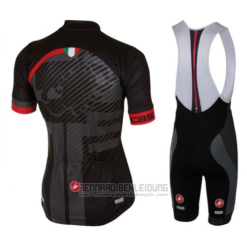 2016 Fahrradbekleidung Castelli Rot Shwarz Trikot Kurzarm und Tragerhose