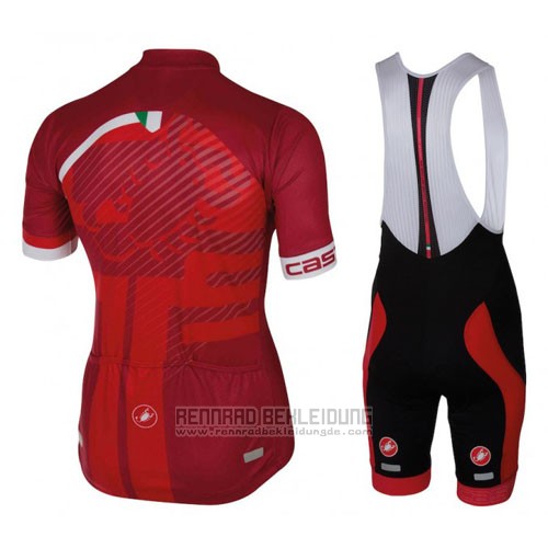 2016 Fahrradbekleidung Castelli Rot und Wei Trikot Kurzarm und Tragerhose