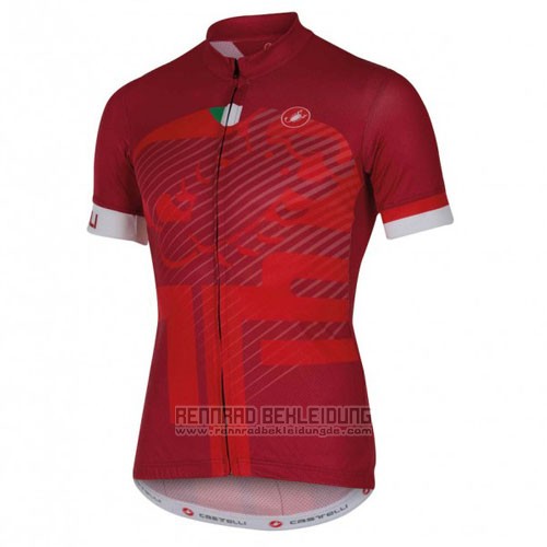 2016 Fahrradbekleidung Castelli Rot und Wei Trikot Kurzarm und Tragerhose