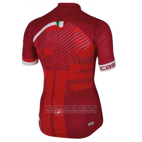 2016 Fahrradbekleidung Castelli Rot und Wei Trikot Kurzarm und Tragerhose