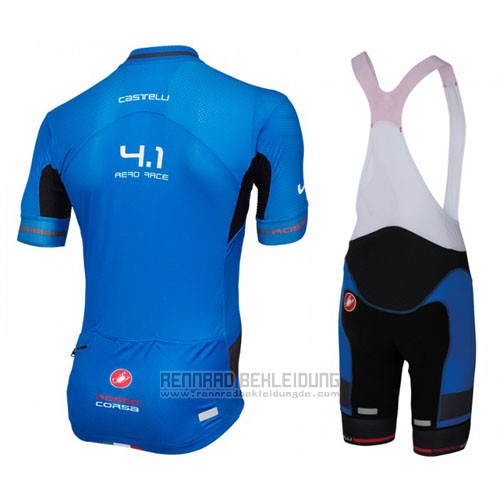 2016 Fahrradbekleidung Castelli Shwarz und Azurblau Trikot Kurzarm und Tragerhose