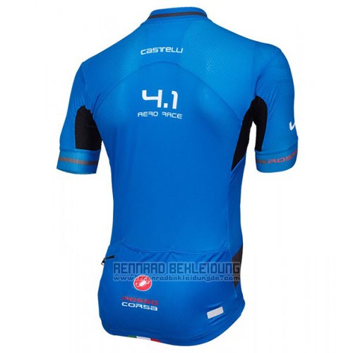 2016 Fahrradbekleidung Castelli Shwarz und Azurblau Trikot Kurzarm und Tragerhose