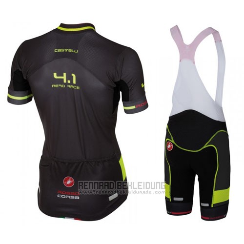 2016 Fahrradbekleidung Castelli Shwarz und Grun Trikot Kurzarm und Tragerhose