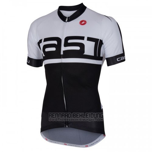 2016 Fahrradbekleidung Castelli Wei Shwarz Trikot Kurzarm und Tragerhose