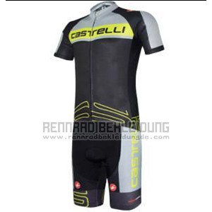 2017 Fahrradbekleidung Castelli Grun und Shwarz Trikot Kurzarm und Tragerhose