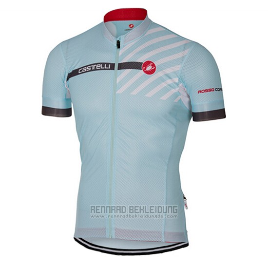 2017 Fahrradbekleidung Castelli Hellblau Trikot Kurzarm und Tragerhose