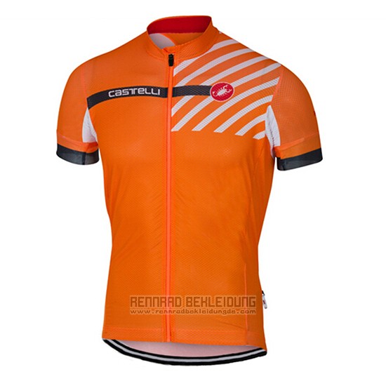 2017 Fahrradbekleidung Castelli Orange Trikot Kurzarm und Tragerhose