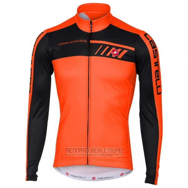 2017 Fahrradbekleidung Castelli Orange und Shwarz Trikot Langarm und Tragerhose