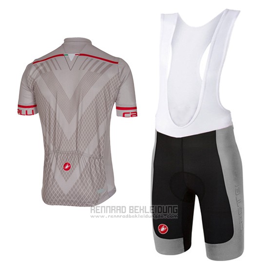 2017 Fahrradbekleidung Castelli Silber Trikot Kurzarm und Tragerhose