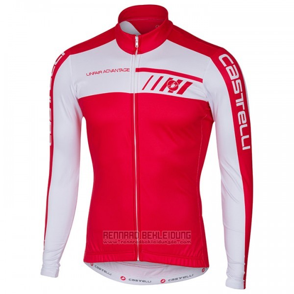 2017 Fahrradbekleidung Castelli Wei und Rot Trikot Langarm und Tragerhose