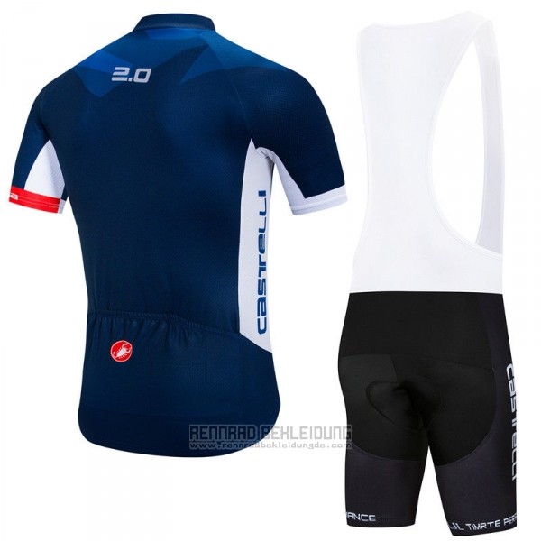 2018 Fahrradbekleidung Castelli Dunkel Blau Trikot Kurzarm und Tragerhose