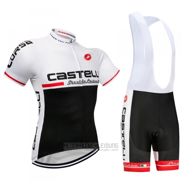 2018 Fahrradbekleidung Castelli Wei Shwarz Trikot Kurzarm und Tragerhose