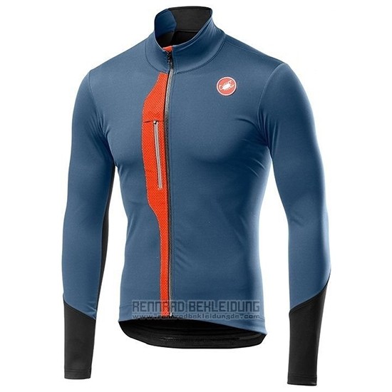 2019 Fahrradbekleidung Castelli Tras Blau Orange Trikot Langarm und Tragerhose