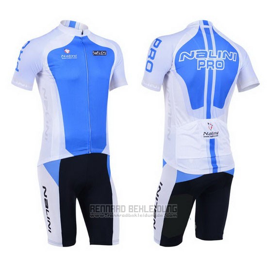 2013 Fahrradbekleidung Nalini Azurblau und Wei Trikot Kurzarm und Tragerhose