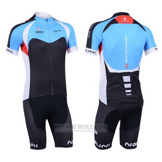 2013 Fahrradbekleidung Nalini Shwarz und Azurblau Trikot Kurzarm und Tragerhose