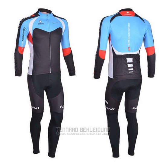 2013 Fahrradbekleidung Nalini Shwarz und Azurblau Trikot Langarm und Tragerhose