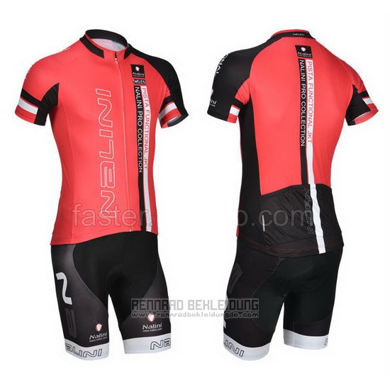 2014 Fahrradbekleidung Nalini Shwarz und Rot Trikot Kurzarm und Tragerhose