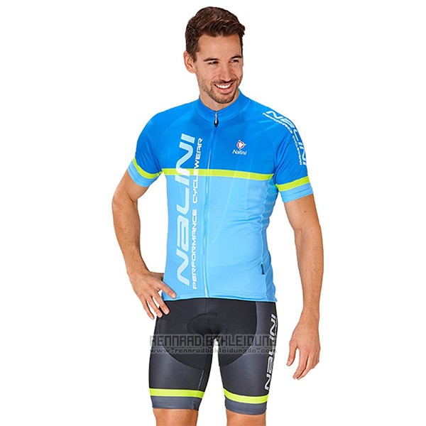 2017 Fahrradbekleidung Nalini Brivio Blau Trikot Kurzarm und Tragerhose