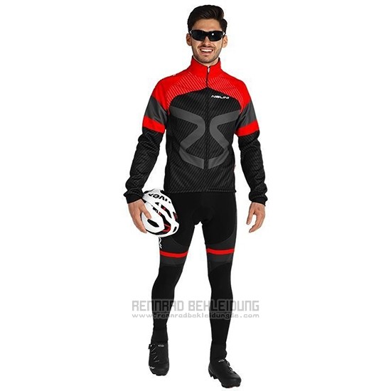 2019 Fahrradbekleidung Nalini Shwarz Rot Trikot Langarm und Tragerhose