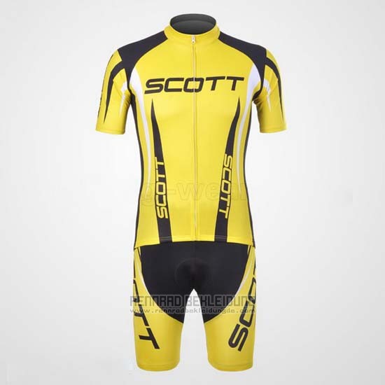 2012 Fahrradbekleidung Scott Shwarz und Gelb Trikot Kurzarm und Tragerhose