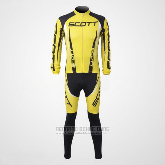 2012 Fahrradbekleidung Scott Shwarz und Gelb Trikot Langarm und Tragerhose