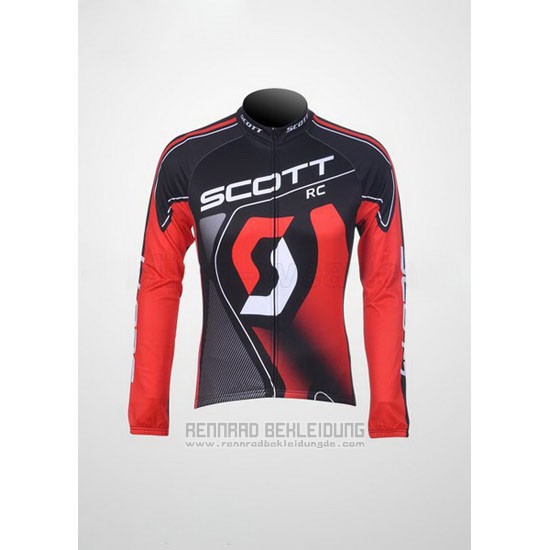 2012 Fahrradbekleidung Scott Shwarz und Rot Trikot Langarm und Tragerhose