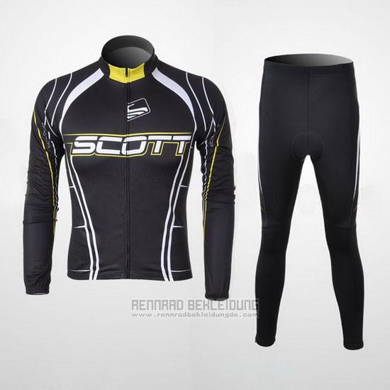 2012 Fahrradbekleidung Scott Shwarz und Wei Trikot Langarm und Tragerhose