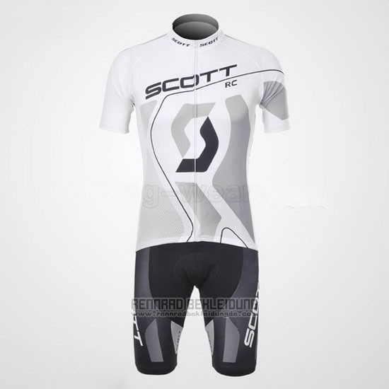 2012 Fahrradbekleidung Scott Wei und Grau Trikot Kurzarm und Tragerhose