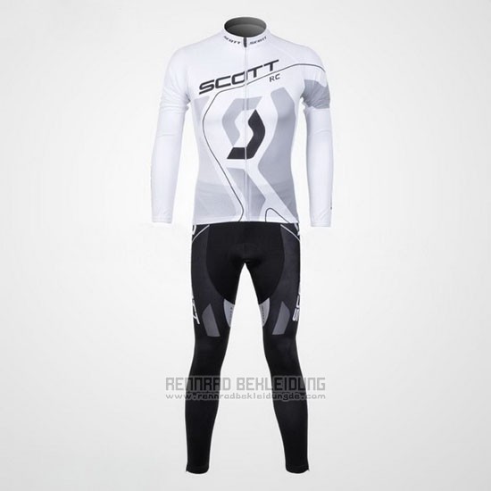 2012 Fahrradbekleidung Scott Wei und Grau Trikot Langarm und Tragerhose