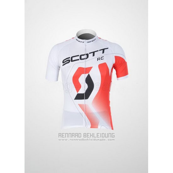 2012 Fahrradbekleidung Scott Wei und Rot Trikot Kurzarm und Tragerhose