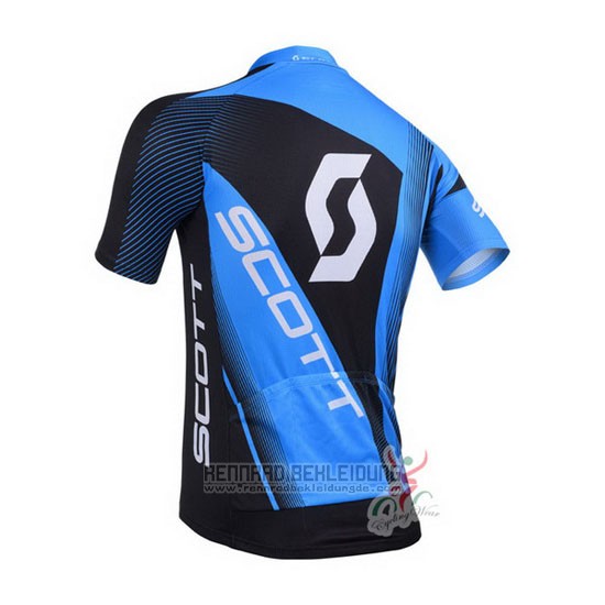 2013 Fahrradbekleidung Scott Blau und Shwarz Trikot Kurzarm und Tragerhose