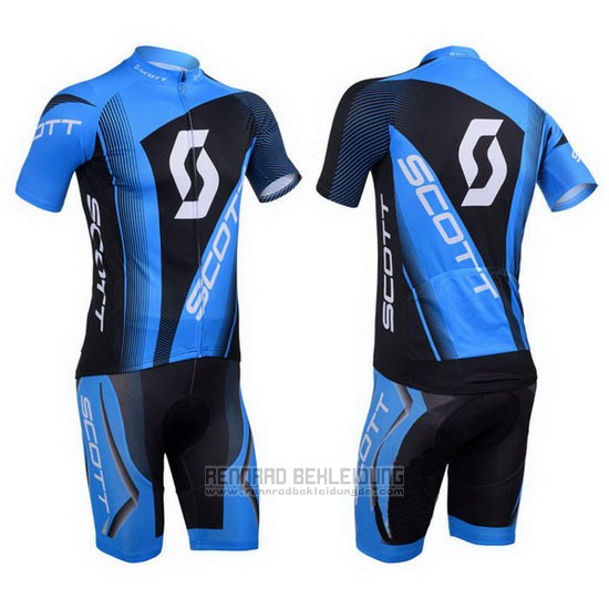 2013 Fahrradbekleidung Scott Blau und Shwarz Trikot Kurzarm und Tragerhose