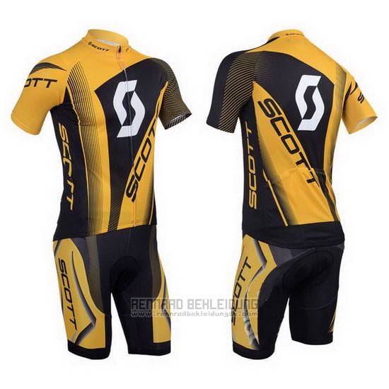 2013 Fahrradbekleidung Scott Gelb und Shwarz Trikot Kurzarm und Tragerhose