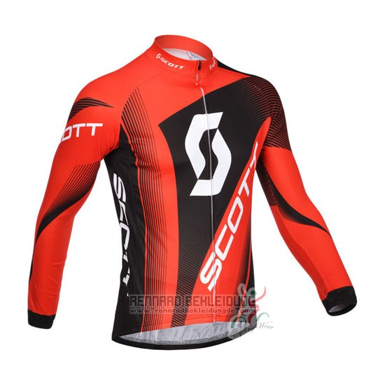 2013 Fahrradbekleidung Scott Shwarz und Rot Trikot Langarm und Tragerhose